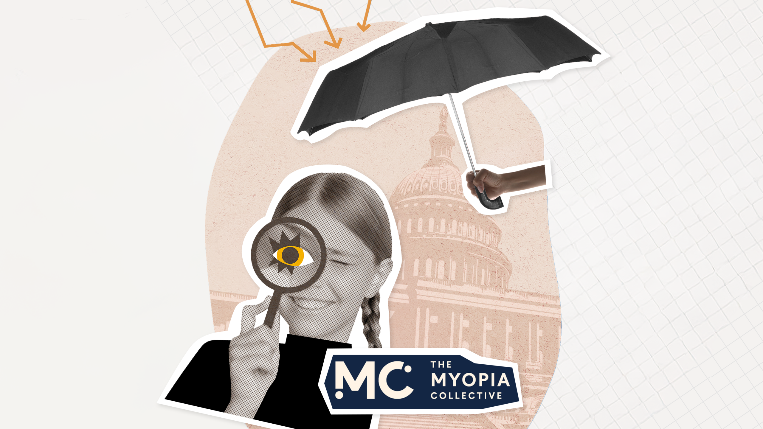 Myopia Collective advocates for children vision health program illustration and capitol hill background